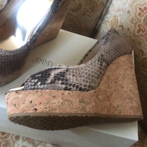 Jimmy Choo Snake Cork Wedge,8.5 - Picture 3 of 11
